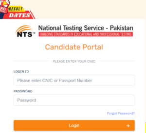 NTS Candidate Login Portal Roll No Slip Download