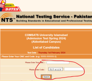 COMSATS Abbottabad NTS Result 2024